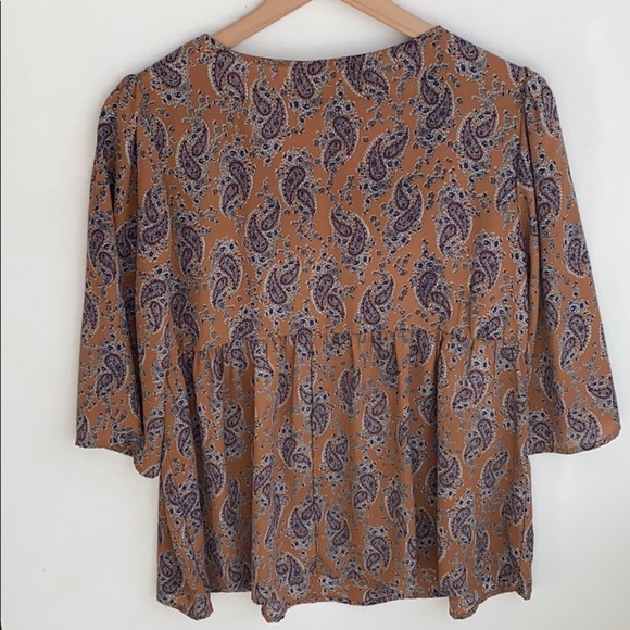 Rokoko Paisley print 3/4 sleeve peplum top, size L - Picture 7 of 10